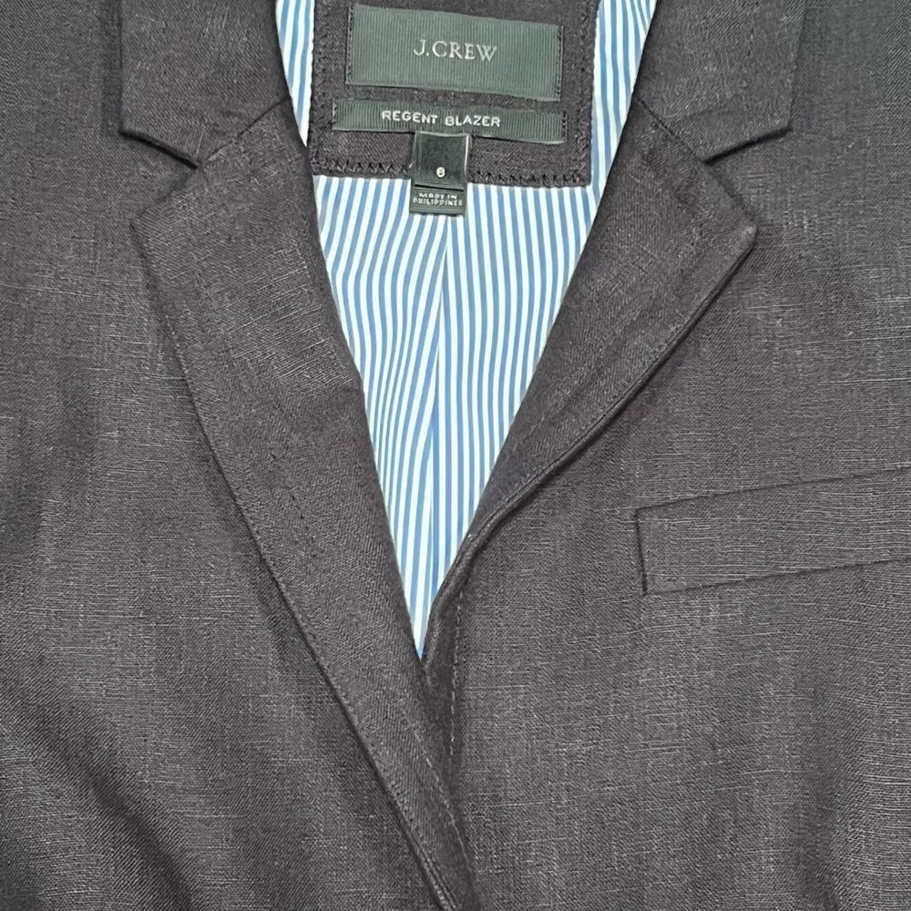 J. Crew Regent Blazer 100% Linen Size 6 Slate Gray - Picture 4 of 7